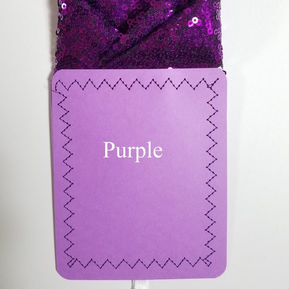 Men's Sequin Pre-Folded Pointed Pocket Square Insert - Purple - Picture 6 of 8